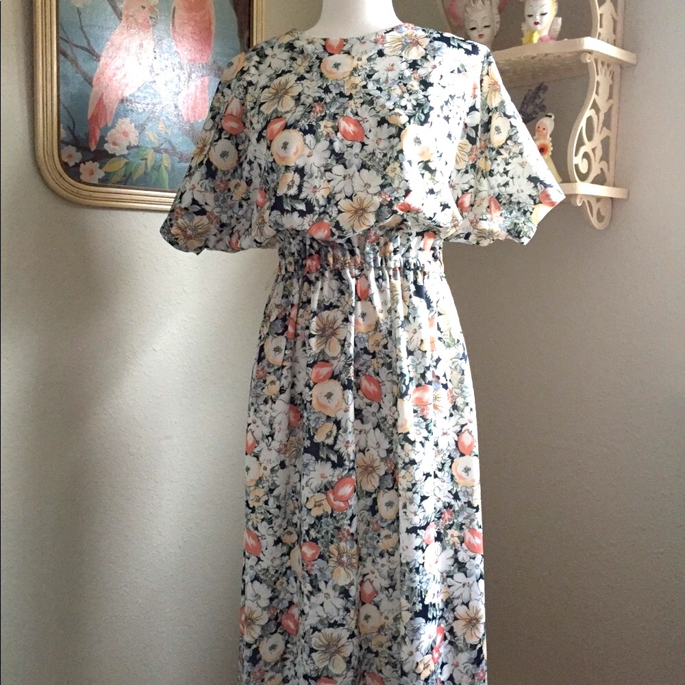 1970’s Flower Print Maxi Dress